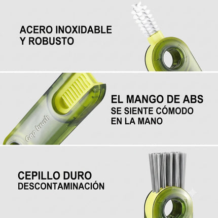 Cepillo Limpieza 3 En 1 Para Tapas De Termos Vasos Botellas
