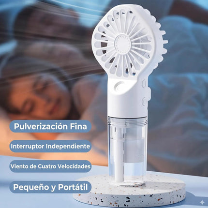 Ventilador Portátil Mano Spray Agua Humidificador Recargable