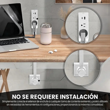 Multicontacto Extensible De Pared Giratorio Con Usb Tipo C