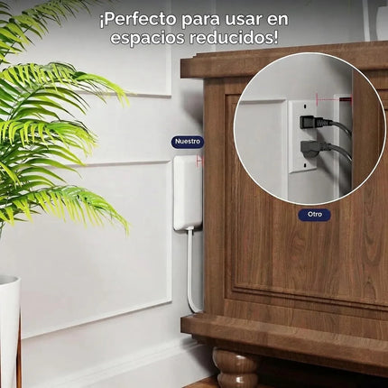 Extensor Plano Enchufe Pared Protector Niños 3 Salidas Cable