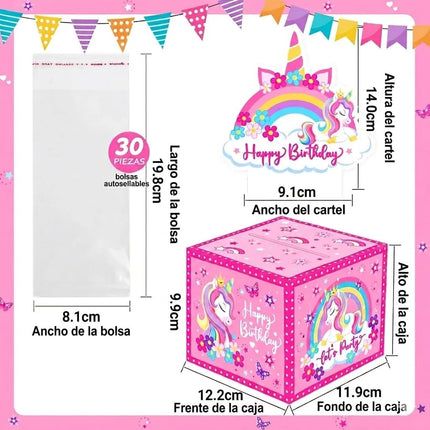 Caja Regalo Para Dinero Efectivo Unicornio Cumpleaños Niñas