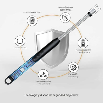 Encendedor Eléctrico Usb Arco Plasma Flexible 360° Sin Llama