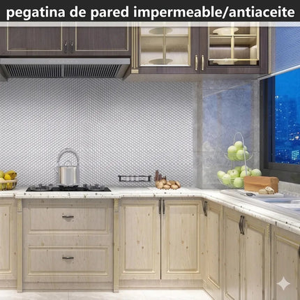 1m Papel Tapiz Aluminio Cocina Adhesivo Antigrasa Resistente