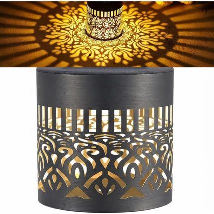 Lampara Solar Pared Jardin Exterior Mandala Luz Led Calida