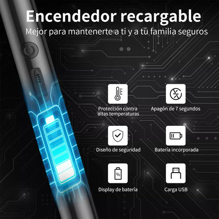 Encendedor Eléctrico Usb Arco Plasma Flexible 360° Sin Llama