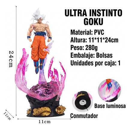 Figura Goku Ultra Instinto Con Luz Led Estatua Dragon Ball Z
