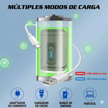 Mini Bomba De Aire Eléctrica Portátil Recargable Led 3 En 1