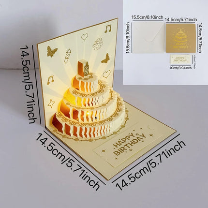 Tarjeta De Cumpleaños 3d Con Musica Luz Pastel Regalo Pop Up