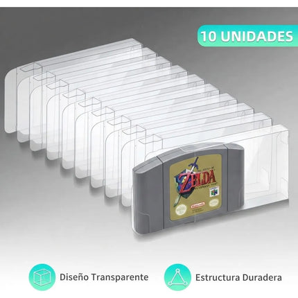 Kit 10 Protectores Transparentes Cartucho Para Nintendo N64