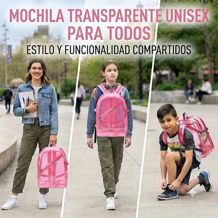 Mochila Transparente Impermeable Escolar Viaje Niños Adultos