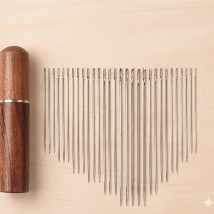 Juego De 30 Agujas Coser Con Estuche De Madera Organizador