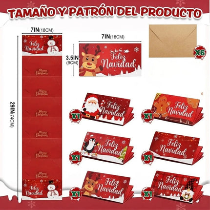 6 Sobres Dinero Navidad Tarjetas Plegables Regalo Efectivo