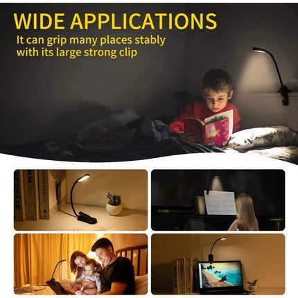 Lámpara Lectura Para Libro Clip Recargable Usb Flexible Led