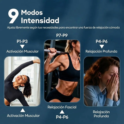 Pistola De Fascia Masajeador Muscular 66 Cabezales 9 Modos