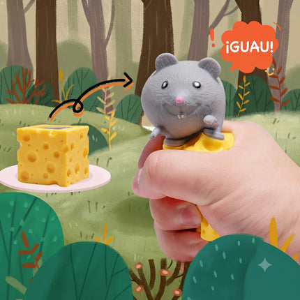 Squishy Queso Con Raton Escondido  Antiestres Juguete Pop Up