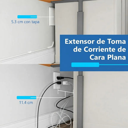 Extensor Plano Enchufe Pared Protector Niños 3 Salidas Cable