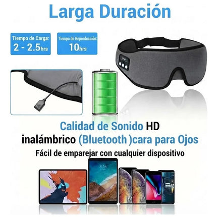 Antifaz Para Escuchar Musica Con Audifonos Bluetooth Mascara