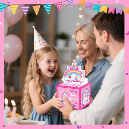 Caja Regalo Para Dinero Efectivo Unicornio Cumpleaños Niñas
