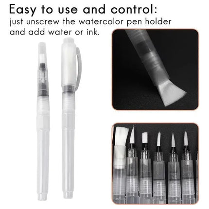 3 Pinceles De Agua Recargables Acuarela Dibujo Punta Plana