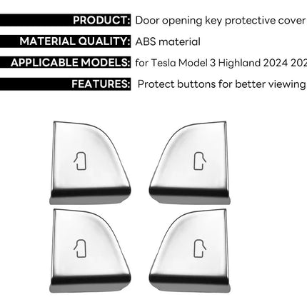 4 Protectores Botón Puerta Tesla Model Y Juniper 2025-2026