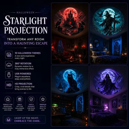 Proyector Halloween 10 Temas Bruja Calabaza Luz De Noche