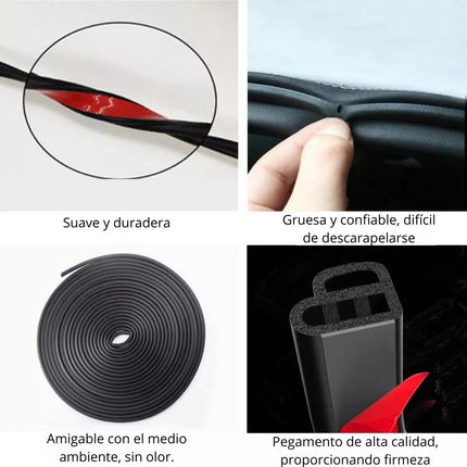 2 Mts Tira Goma Sellado Empaque Puerta Carro Automotriz Auto