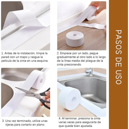 3.2m Tira Cinta Selladora Impermeable Pvc Antihumedad Baño