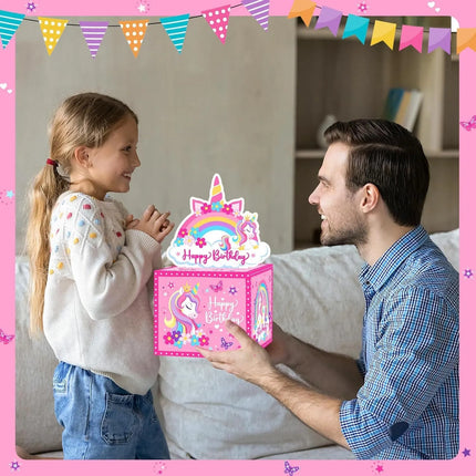 Caja Regalo Para Dinero Efectivo Unicornio Cumpleaños Niñas