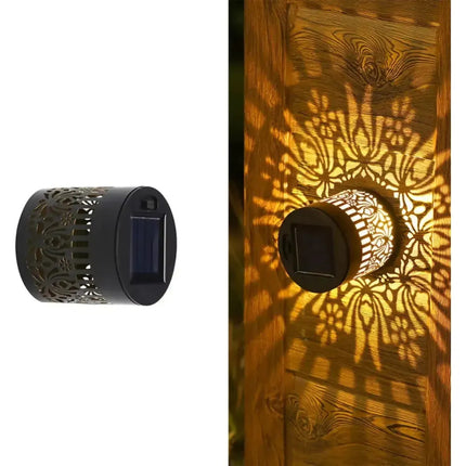 Lampara Solar Pared Jardin Exterior Mandala Luz Led Calida