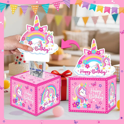 Caja Regalo Para Dinero Efectivo Unicornio Cumpleaños Niñas