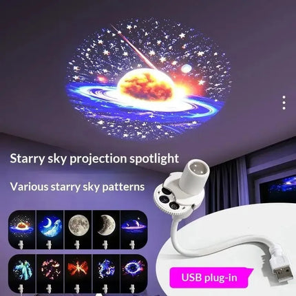Proyector Galaxia Lampara Techo Usb Estrellas 15 Estilos Led