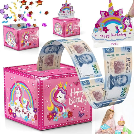 Caja Regalo Para Dinero Efectivo Unicornio Cumpleaños Niñas