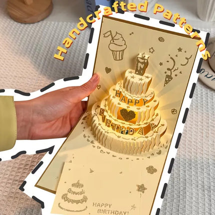 Tarjeta De Cumpleaños 3d Con Musica Luz Pastel Regalo Pop Up