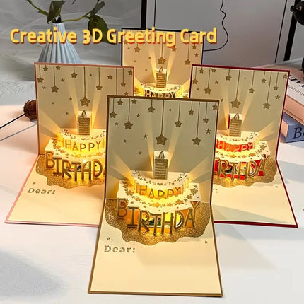 Tarjeta De Cumpleaños 3d Con Musica Luz Pastel Regalo Pop Up