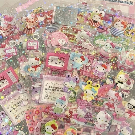5 Hojas Calcomanías Stickers Hello Kitty Anime Kawaii Sanrio