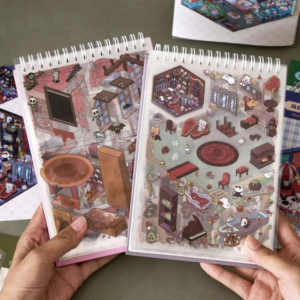 Libreta Calcomanias 3d Sticker 32 Hojas 19 Escenarios Terror