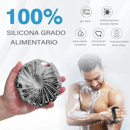 Cepillo Silicona Suave Baño Esponja Ducha Mango Antibacteria
