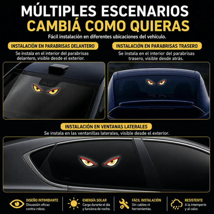 Luz Led Ojo De Demonio Alarma Auto Carro Solar Con Ventosa