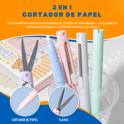 Mini Tijeras Cutter 2 En 1 Tipo Pluma Plegable De Bolsillo