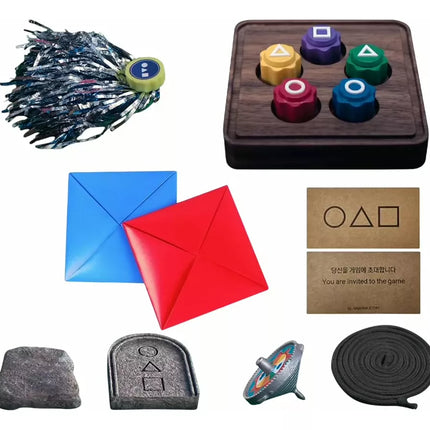 Kit De 5 Juegos Tradicionales Coreanos Gonggi Trompo Ddaji Juego del Calamar