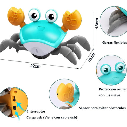 Juguete Cangrejo Interactivo Con Sensor Escape Bebe Gateo