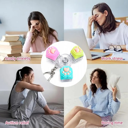 Fidget Spinner Llavero Pata Gato Mecánico Luz Led 3 Botones