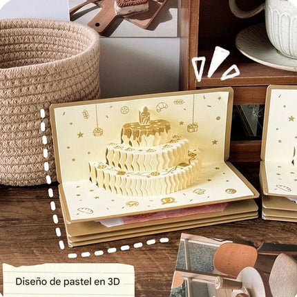 Tarjeta De Cumpleaños 3d Regalo Musica Y Sobre De Dinero Dorado Oscuro