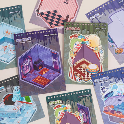 Libro De Calcomanías Escenarios De Halloween Terror Kawaii