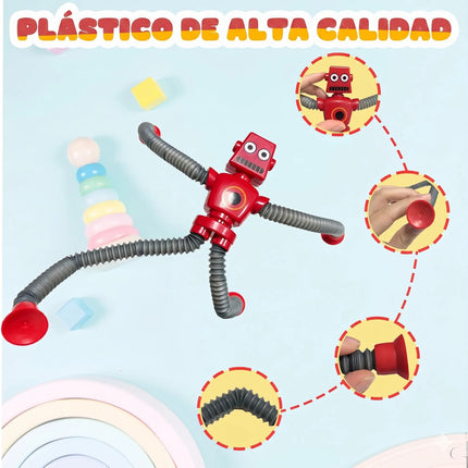 4 Robots Tubo Pop Sensorial Antiestres Con Ventosa Juguete