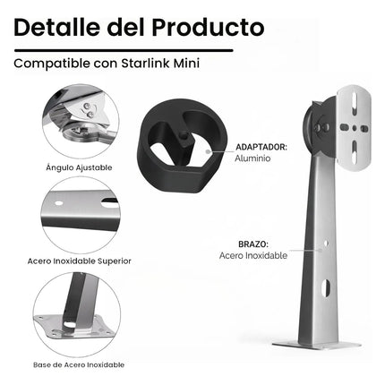 Kit Soporte De Montaje Antena Starlink Mini Pared Ajustable