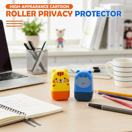 Sello Tipo Rodillo Borrador Privacidad De Datos + Cuchilla Amarillo