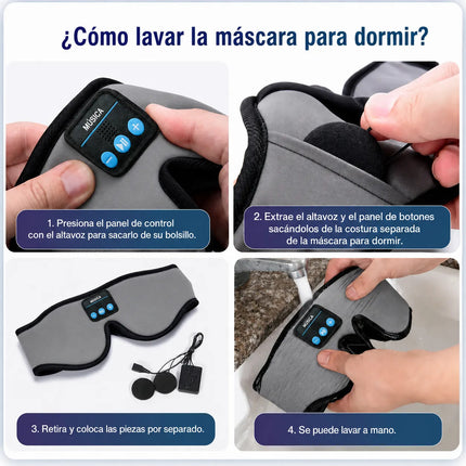 Antifaz Para Escuchar Musica Con Audifonos Bluetooth Mascara