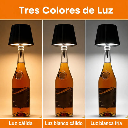 Lampara Led Recargable Para Botella Táctil Usb-c 3 Tonos Luz