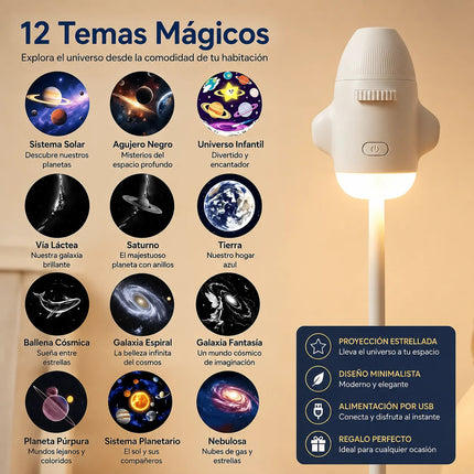 Proyector Galaxia Lampara Espacio 12 Discos Intercambiables